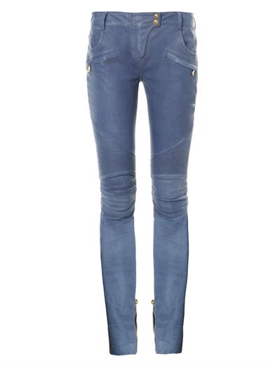 Balmain Leather low-rise skinny trousers