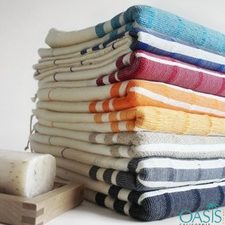 Oasis Towels : White with Block Color Stripe Wholesale Turkish Towel Manufacturers, Suppliers In USA,UK & Australia
