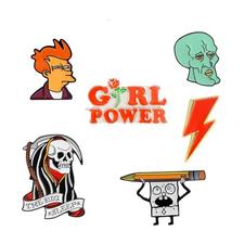 Squidward Girl Power Death Skull Lightning Futurama Philip J. Fry Pins-pins-Mr & Mrs Pins