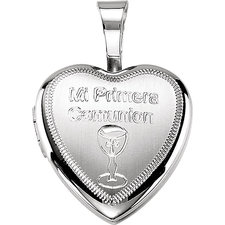 Mi Primera Communion Sterling Silver Heart Locket