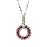 14K White Gold Ruby and 0.3...